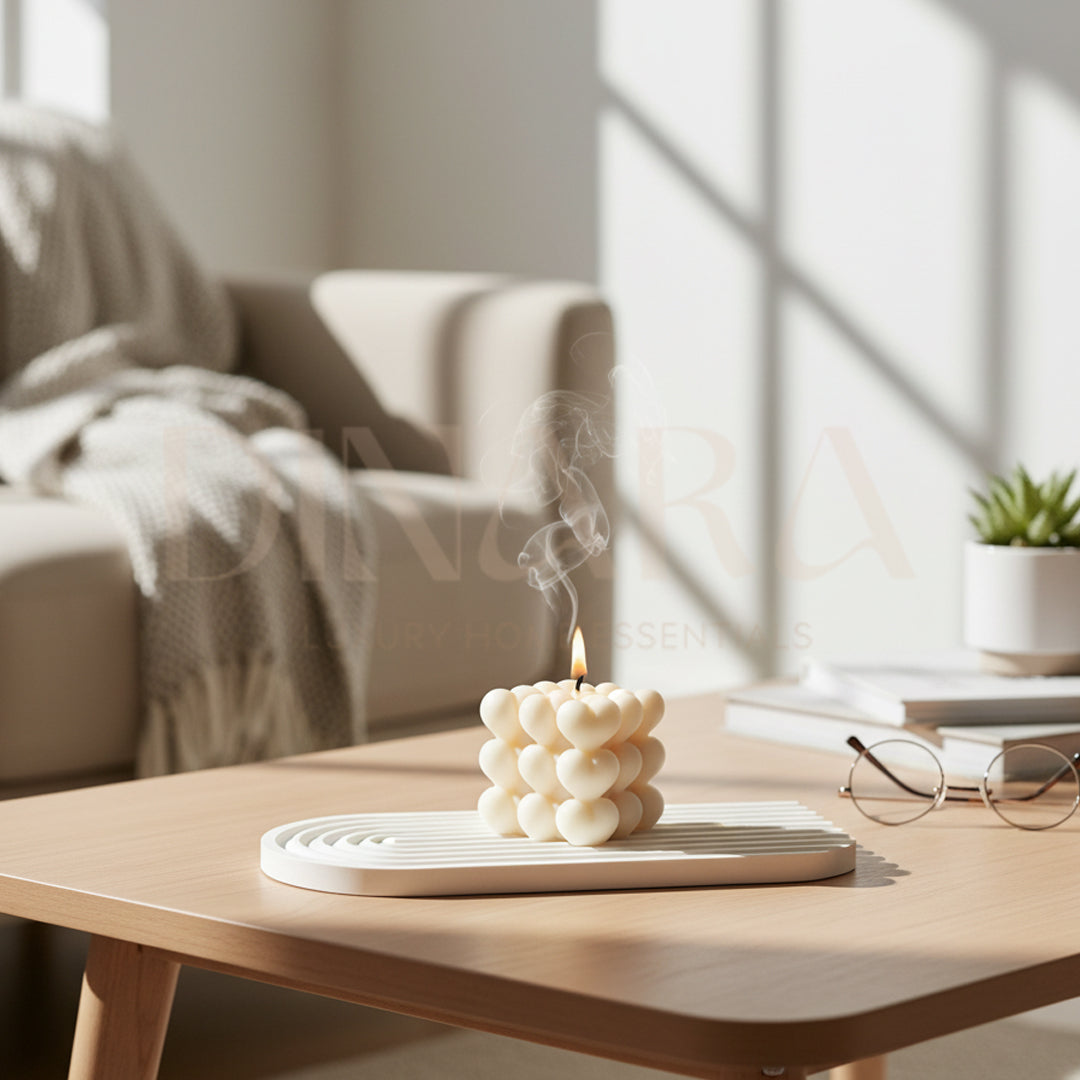 arch tray / heart bubble candle set