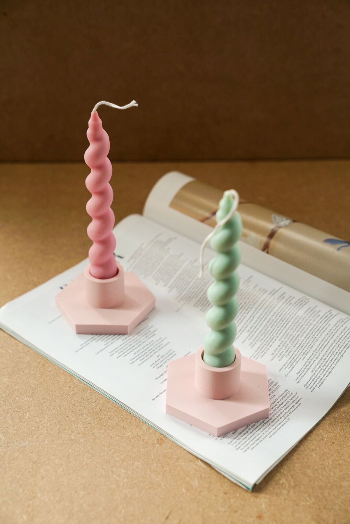 Spiral candle with holder (set)
