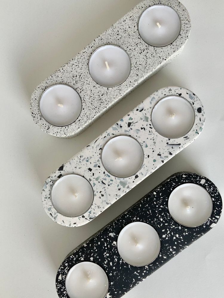 3 - Hole Tea Light Candle Holder (Terrazo)