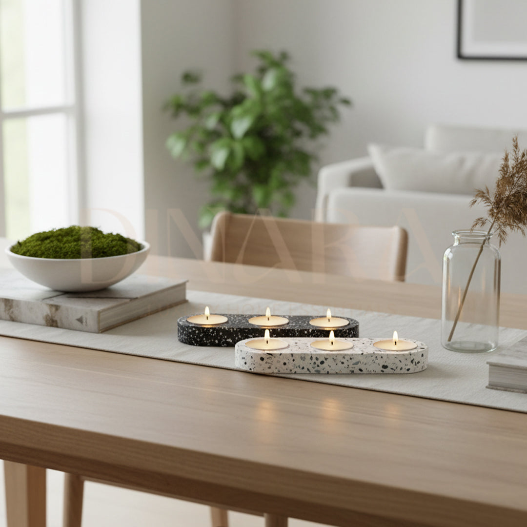 3-Hole Tea Light Candle Holder (Terrazo)