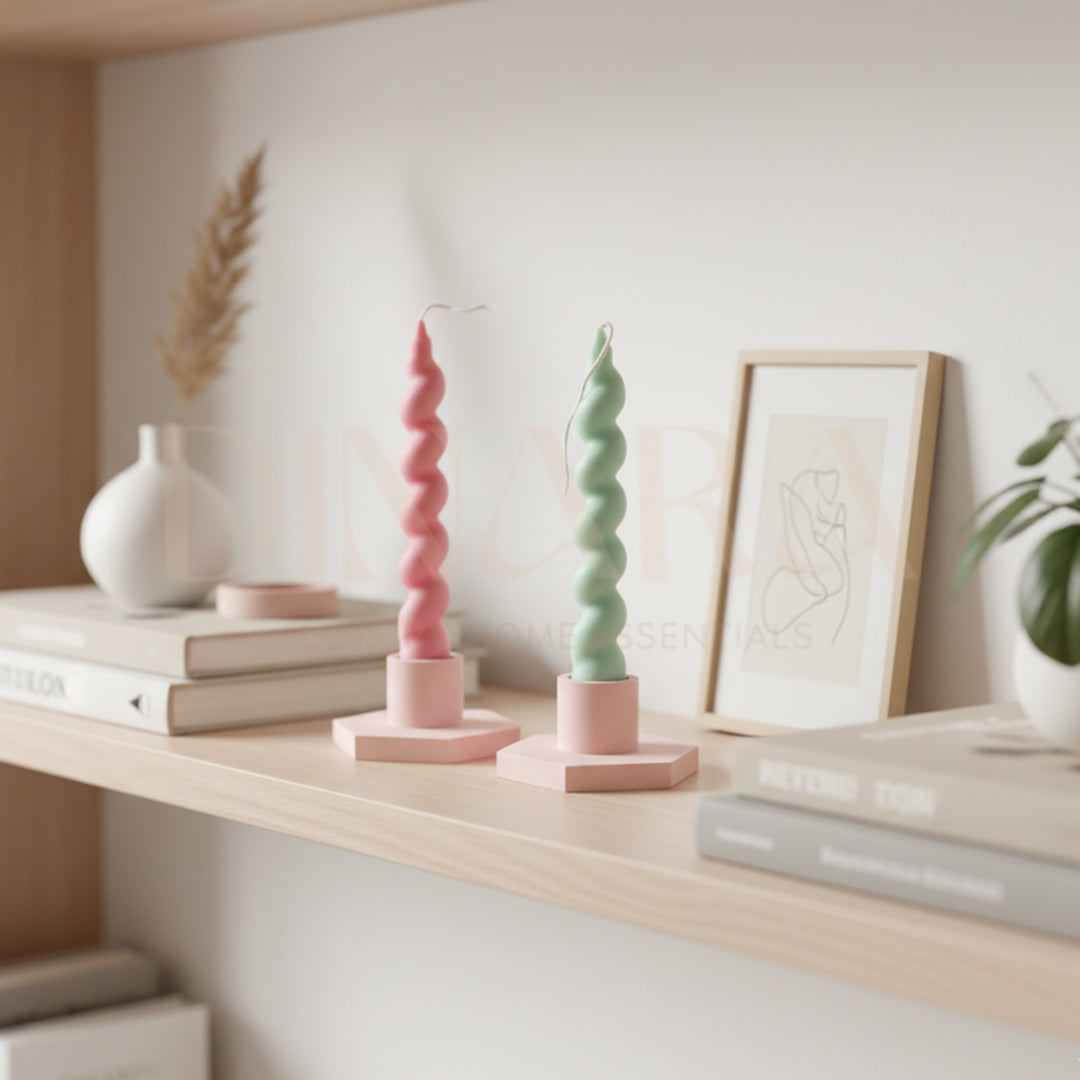 Spiral candle with holder (set)