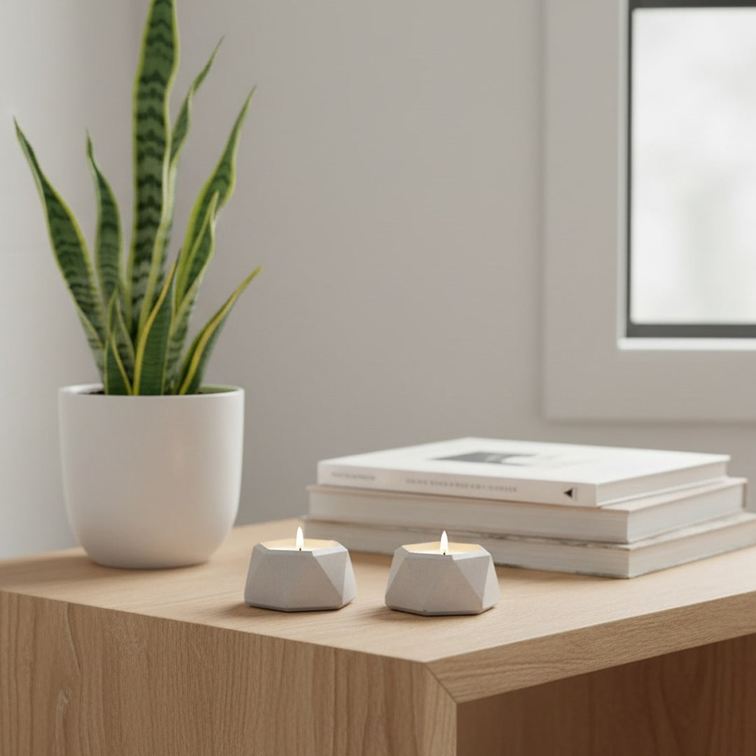 Hexagonal Concrete Candle