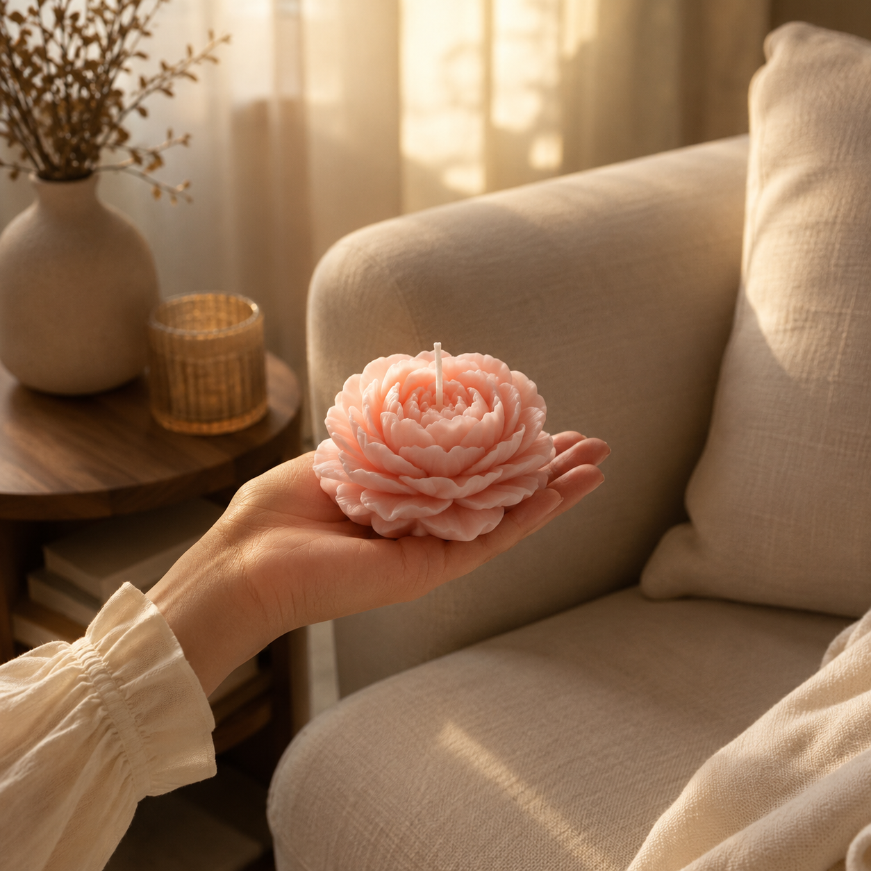 Peony Flower Candle