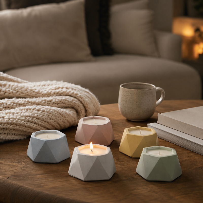 Hexagonal Concrete Candle