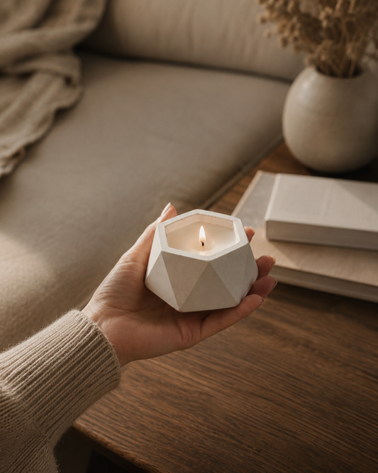 Hexagonal Concrete Candle