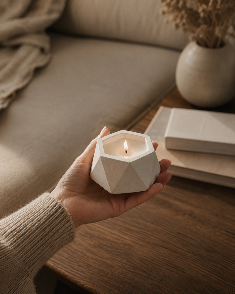 Hexagonal Concrete Candle