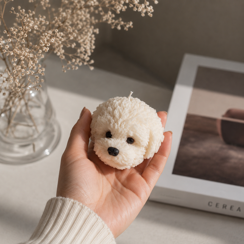 Bruno dog head candle