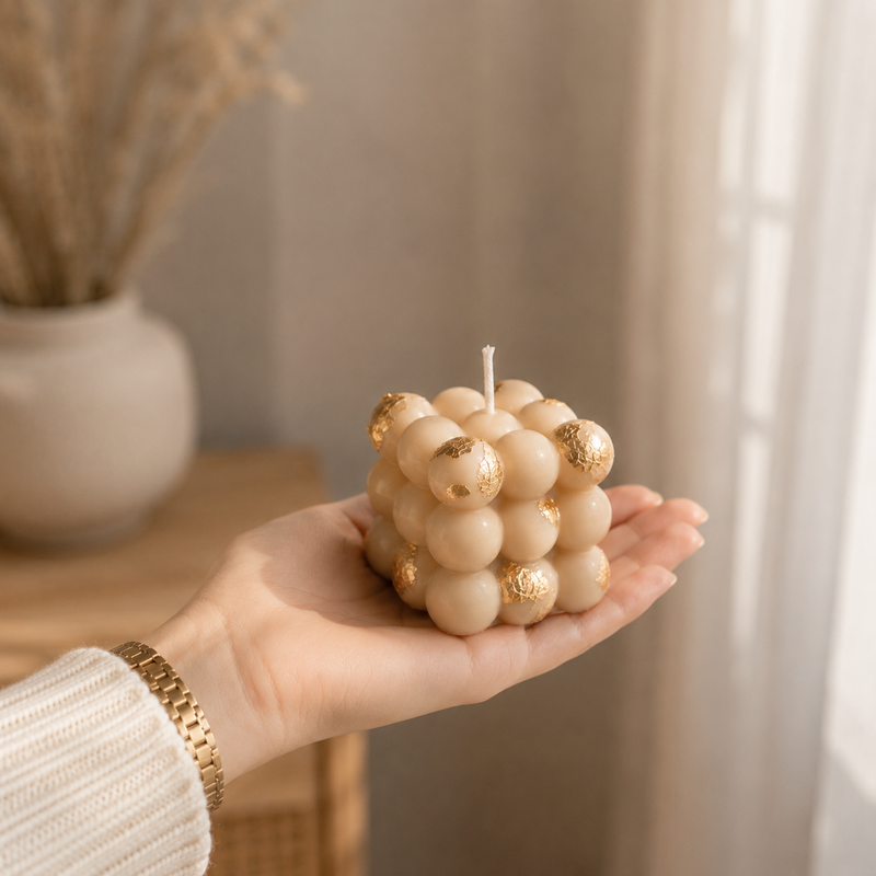 Gold Foiled bubble candle (big)