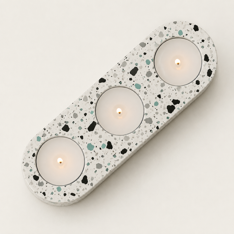 3-Hole Tea Light Candle Holder (Terrazo)