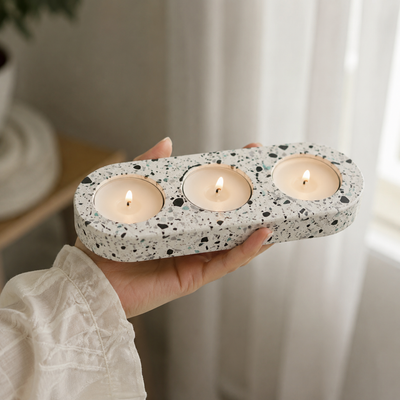 3-Hole Tea Light Candle Holder (Terrazo)