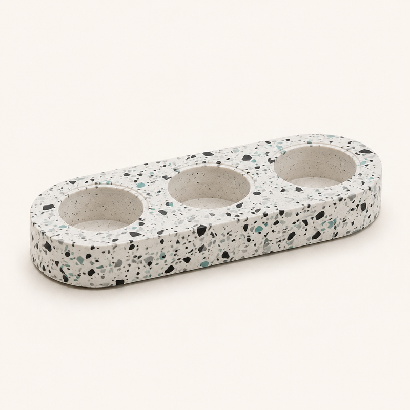 3-Hole Tea Light Candle Holder (Terrazo)