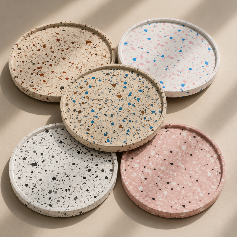 Beige Terrazo Round tray