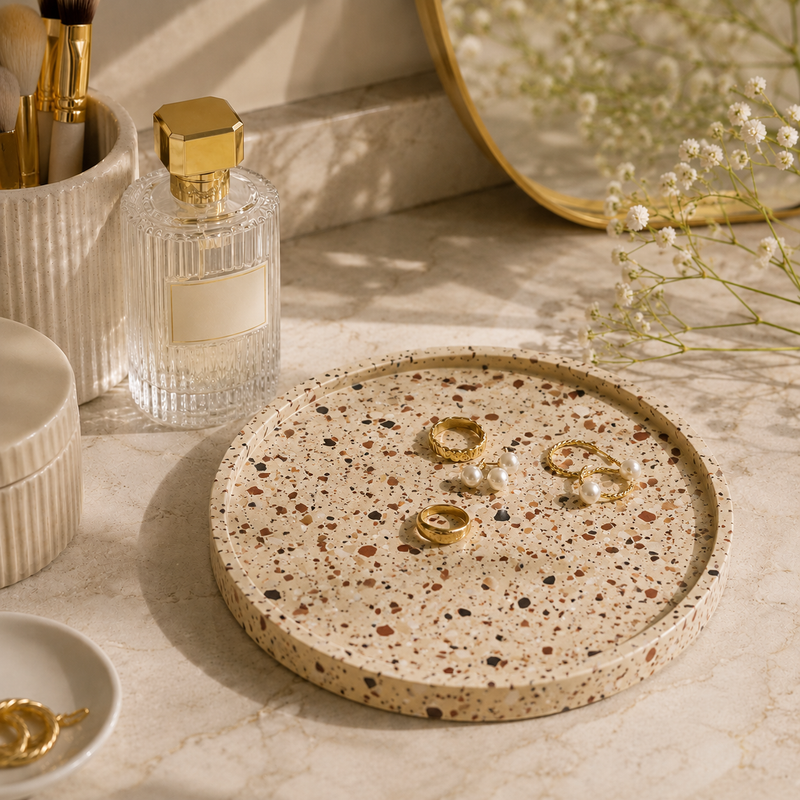 Beige Terrazo Round tray
