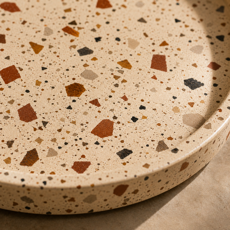 Beige Terrazo Round tray