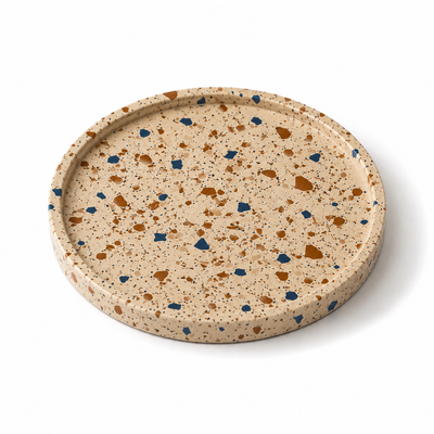 blue & brown Terrazo Round tray