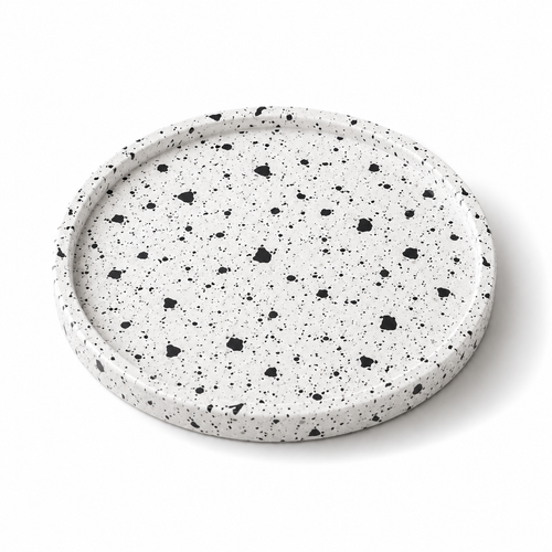 White & Black Terrazo Round tray