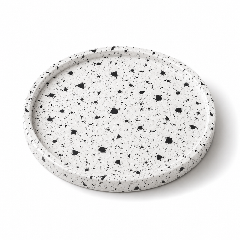 White & Black Terrazo Round tray