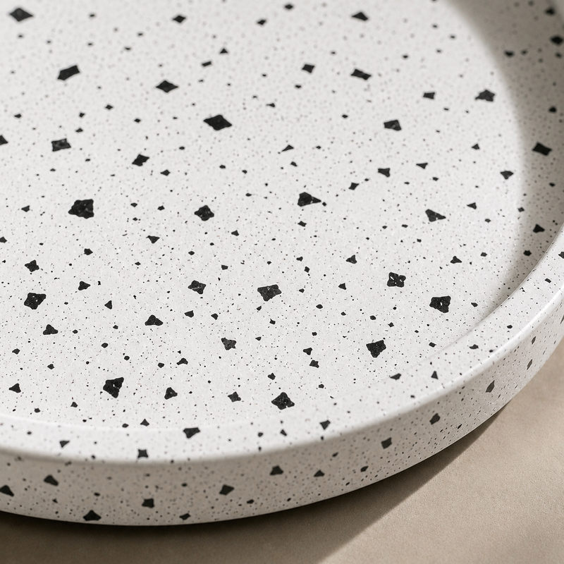 White & Black Terrazo Round tray