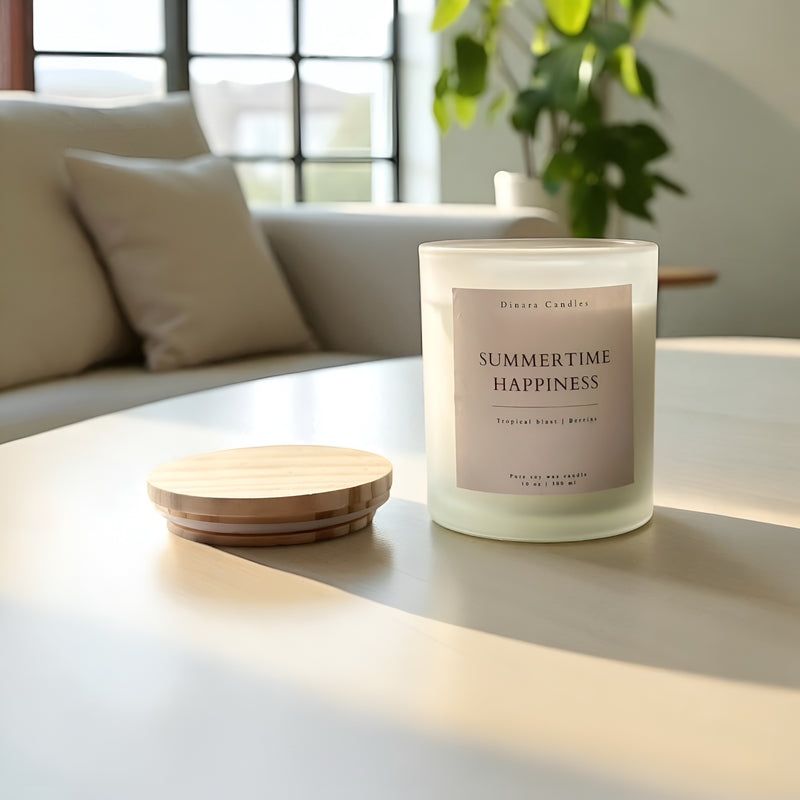 Summertime Happiness — Tropical Berries & Pineapple Scented Soy Candle (10oz)