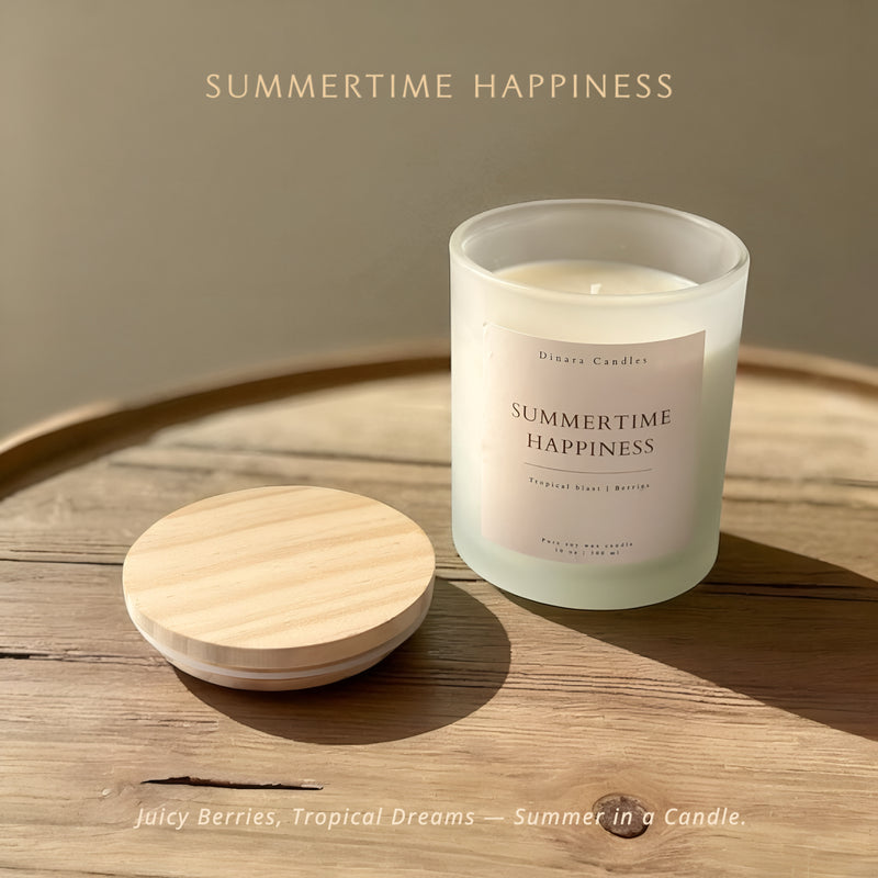 Summertime Happiness — Tropical Berries & Pineapple Scented Soy Candle (10oz)