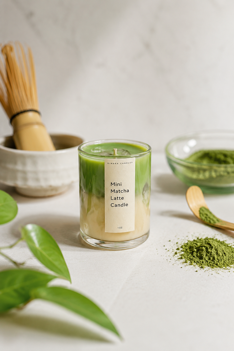 Mini matcha latte candle