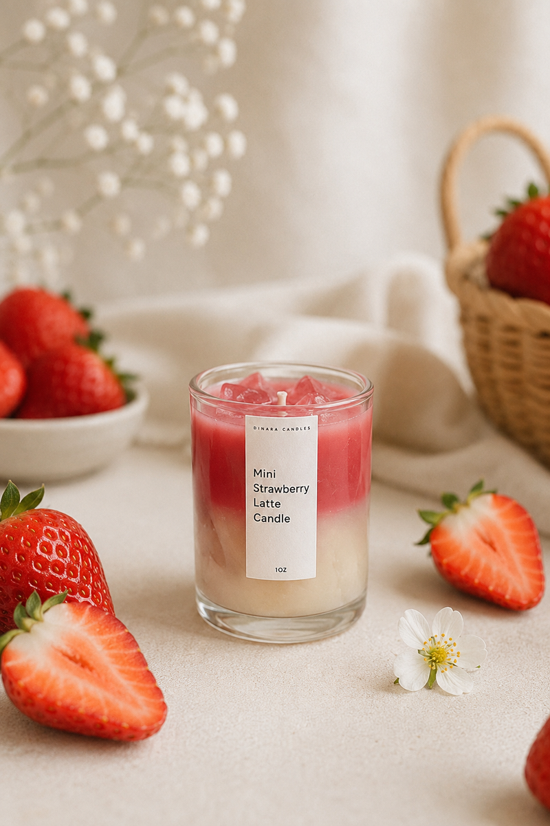Mini strawberry latte candle