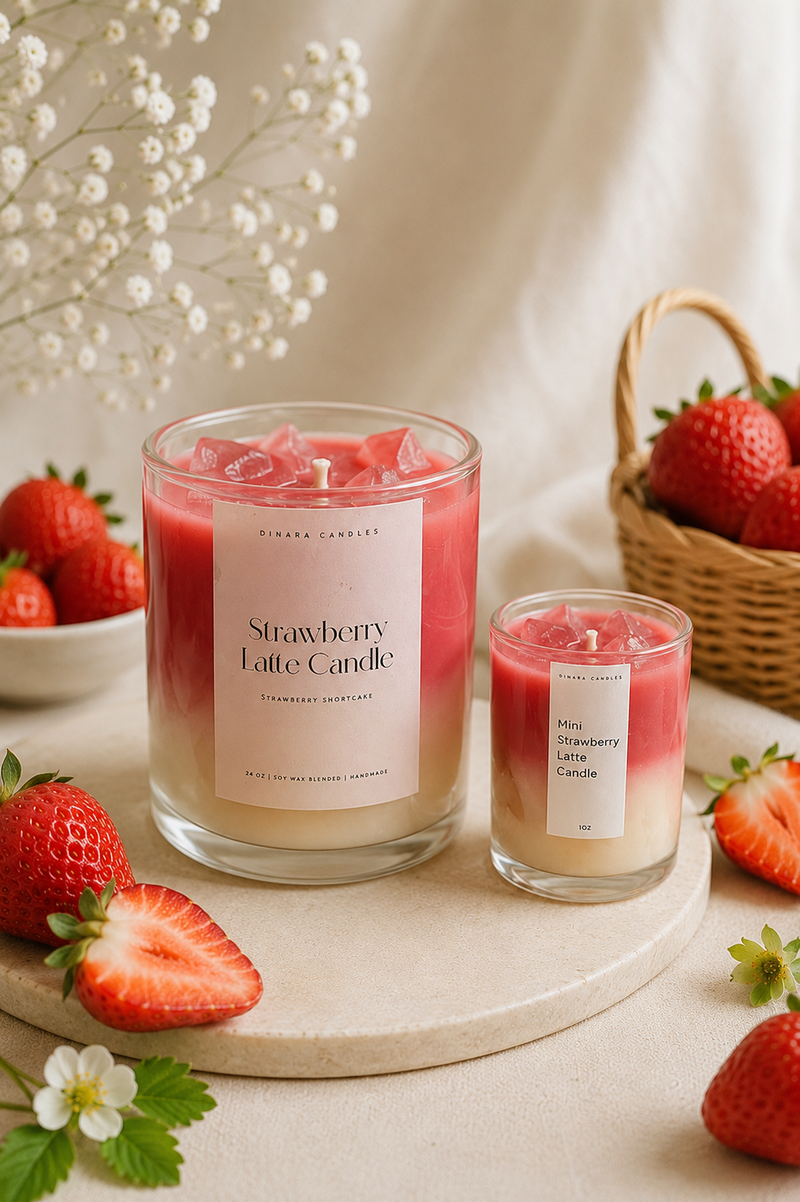 Mini strawberry latte candle