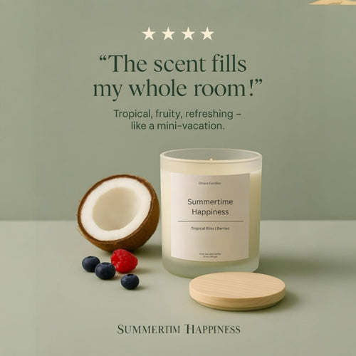 Summertime Happiness — Tropical Berries & Pineapple Scented Soy Candle (10oz)