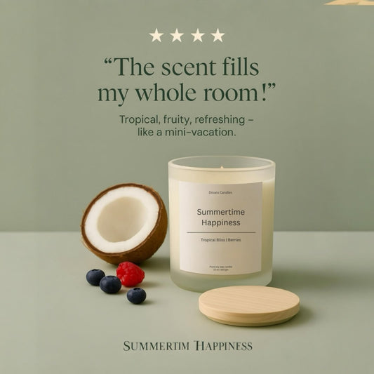 Summertime Happiness — Tropical Berries & Pineapple Scented Soy Candle (10oz)